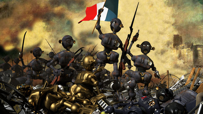 Tableau de Delacroix, la révolution et les robots